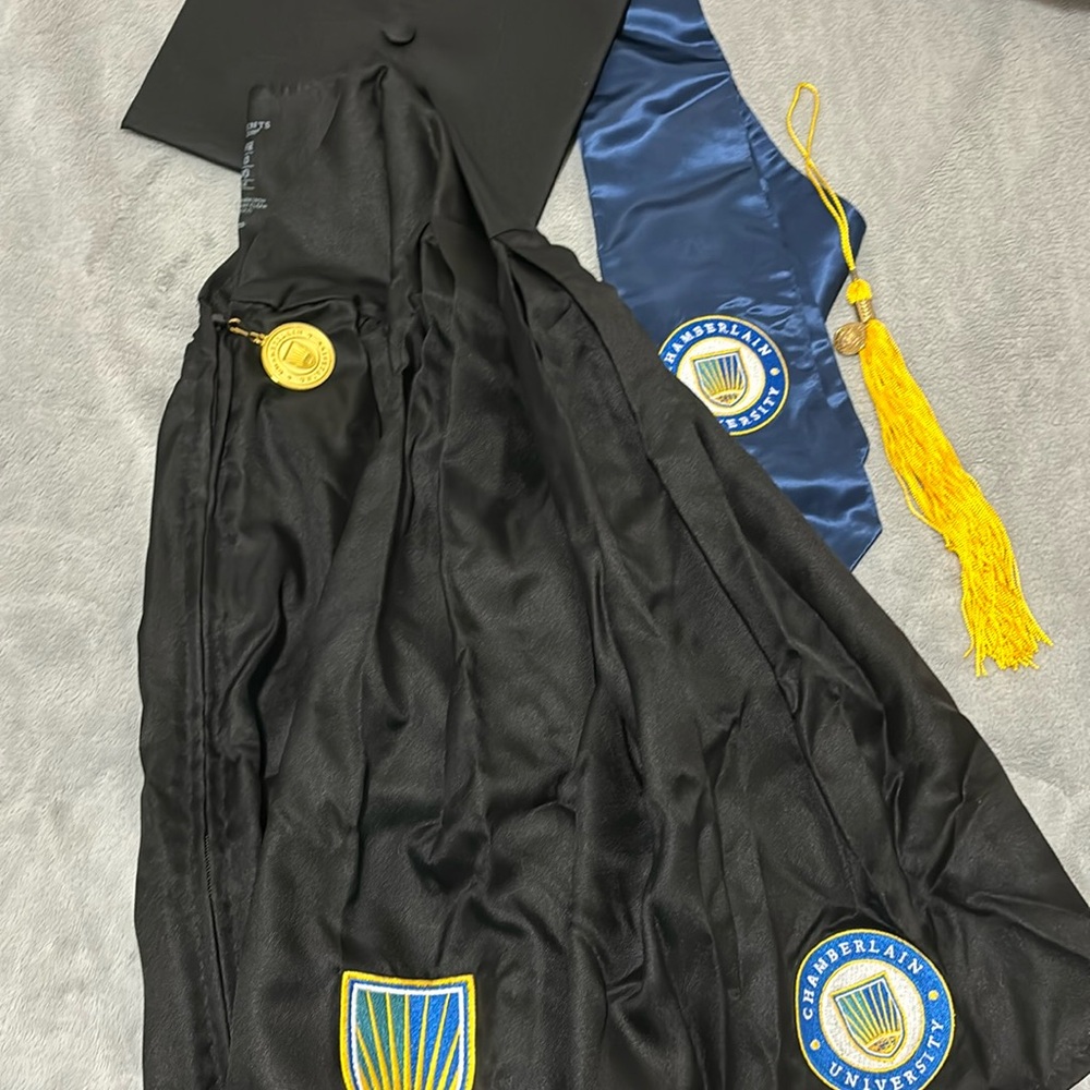 Chamberlain University Cap, Grown, Stole, and Tassel
